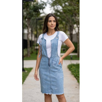 Jardineira Jeans Saia Feminina Moderna e Confortável | Silva Shopping