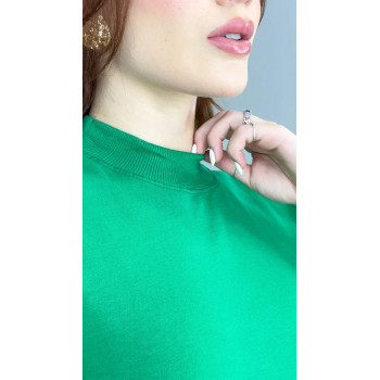 Blusa Feminina Gola Alta Básica Verde Bandeira Algodão | Silva Shopping