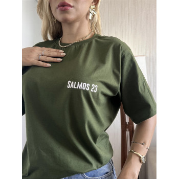 Camiseta Oversized Unissex Salmos 23 Verde Algodão | Silva Shopping