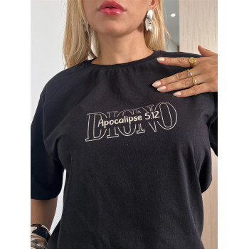 Camiseta Oversized Unissex Digno é o Cordeiro Preta Algodão | Silva Shopping