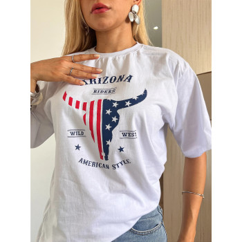 Camiseta Oversized Unissex Arizona Branca Algodão | Silva Shopping