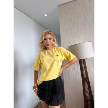 Camiseta Oversized Unissex Feita de Sol Amarela Algodão | Silva Shopping