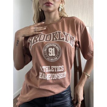 Camiseta Oversized Unissex Brooklyn Canela Algodão | Silva Shopping