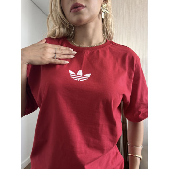 Camiseta Oversized Unissex Estilo Adidas Vermelha Algodão | Silva Shopping