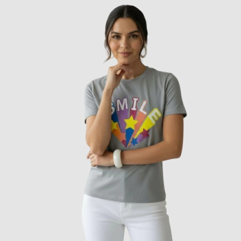 T-Shirt Feminina Smile Algodão | Silva Shopping