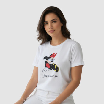 T-Shirt Feminina Minnie Chegou o Verão Algodão | Silva Shopping
