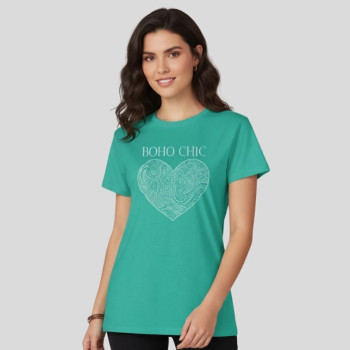 T-Shirt Feminina Boho Chic Verde Menta Algodão | Silva Shopping