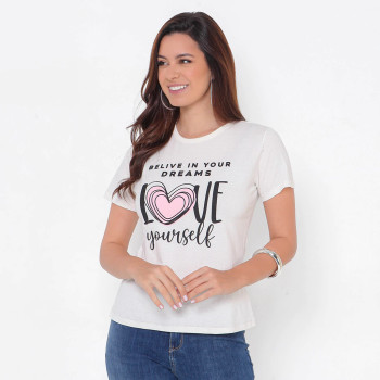 T-Shirt Feminina Love Yourself Algodão | Silva Shopping