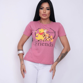 T-Shirt Feminina Pooh Best Friends Algodão | Silva Shopping