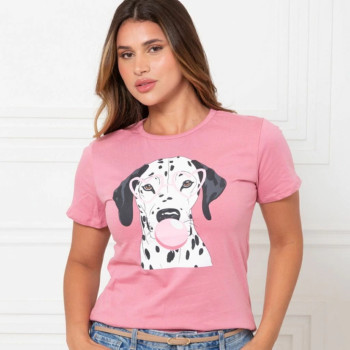 T-Shirt Feminina Dálmata Óculos Algodão | Silva Shopping