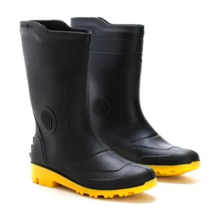 BOTA PVC PEGA FORTE PRETO/AMARELO FORRADA CANO MEDIO 42 GRENDENE