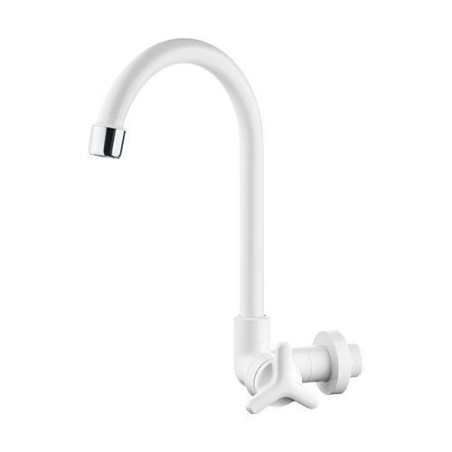 TORNEIRA ABS DE PAREDE BICA MOVEL LAVATORIO CRUZETA COM AREJADOR FIXO BRANCA BLISTER HERC